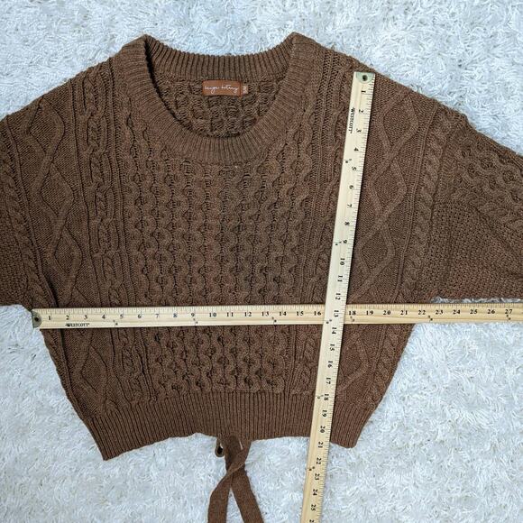 Beige Botany Cable Knit Open Back Wool Blend Sweater Brown Size Small - Picture 7 of 13